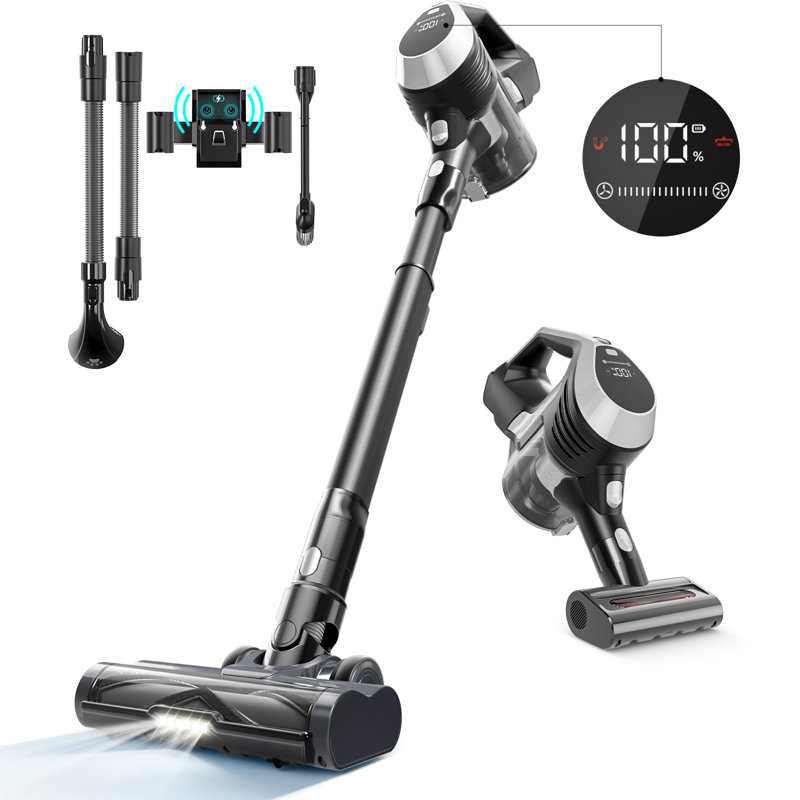 Moosoo Cordless Stick Vacuum Cleaner with LED Display, AntiTangle